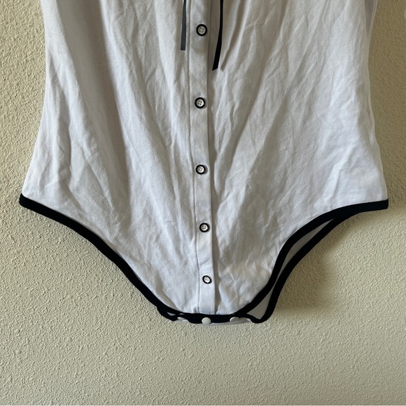 Little For Big One Piece Bodysuit Women’s Large White Black Coquette Cutesy Role - Picture 2 of 13
